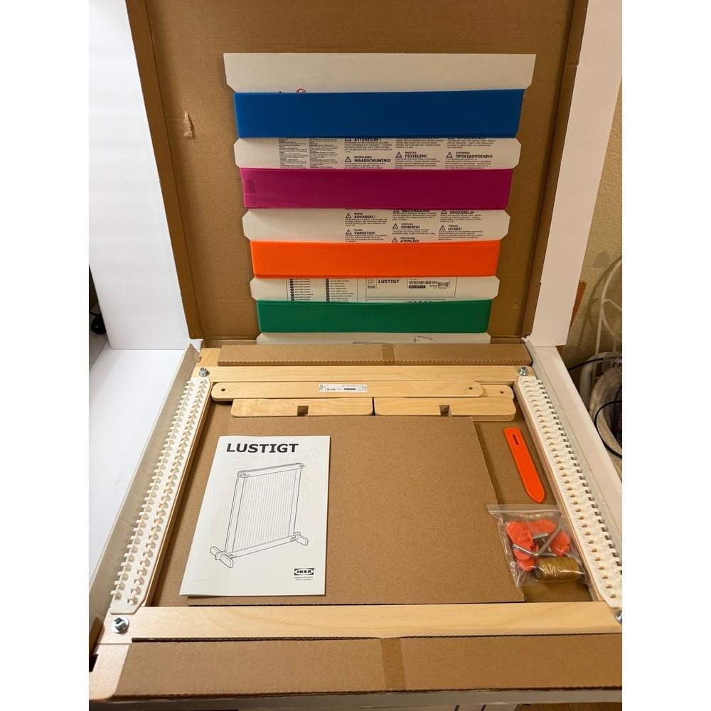 IKEA Lustigt Weaving Loom Set 7 Pieces Wood Frame Kids Craft Kit 003.870.54 NEW